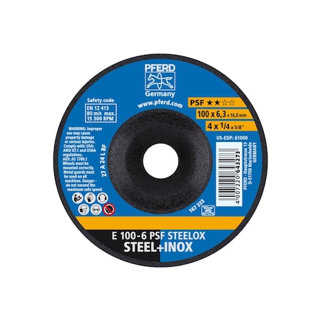Pferd Grinding Wheel, 4"x1/4 61000
